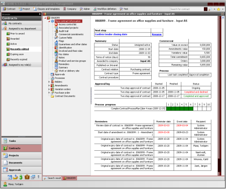 Contract summary with SSRS