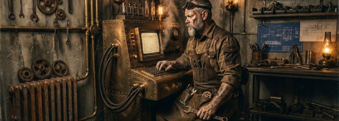 Steampunk workstation banner